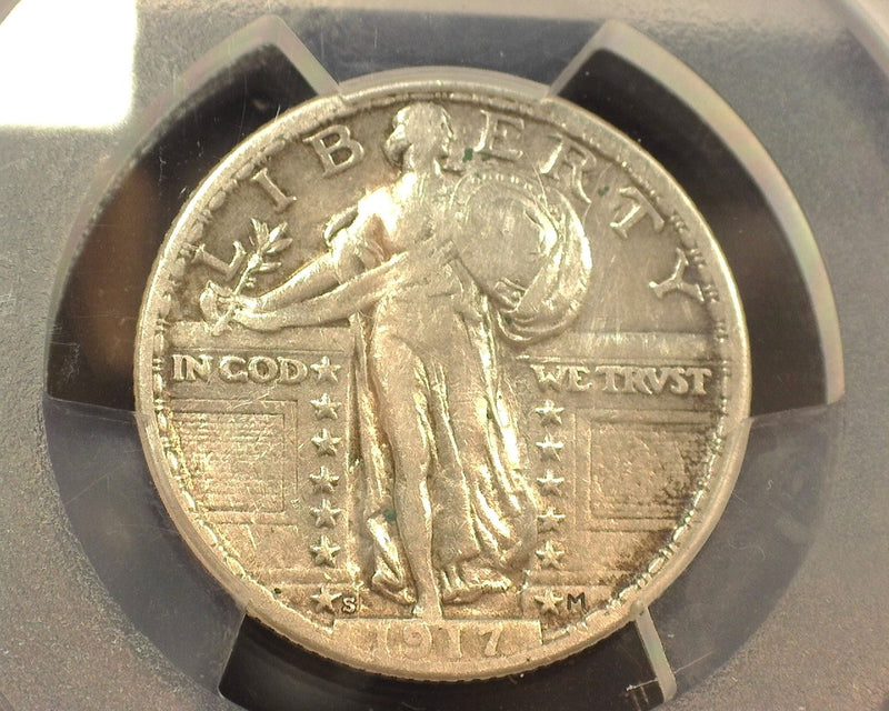 1917 S Type 2 Standing Liberty Quarter PCGS Genuine Cleaned VF Detail - US Coin