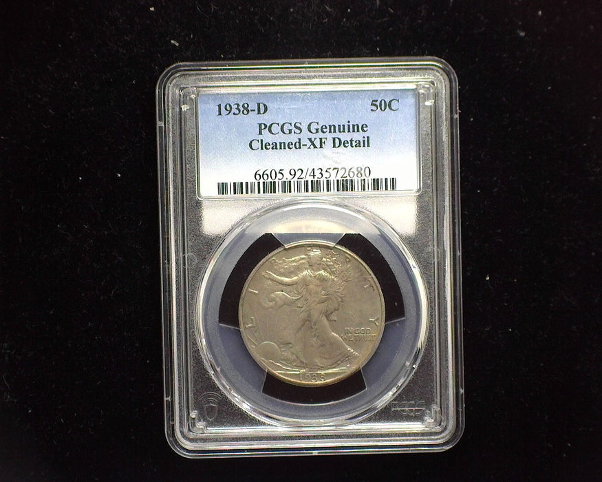 1938 D Liberty Walking Half Dollar PCGS Genuine Cleaned XF Detail - US Coin