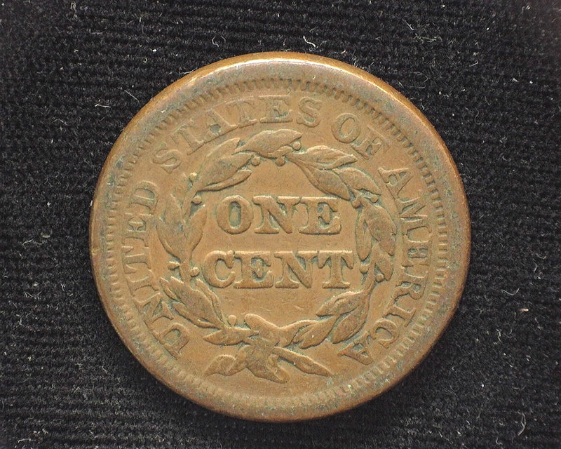 1851 Large Cent Braided Hair Cent F - US Coin