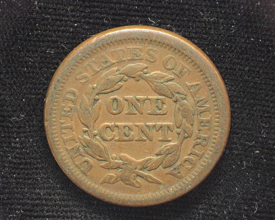 1851 Large Cent Braided Hair Cent F - US Coin