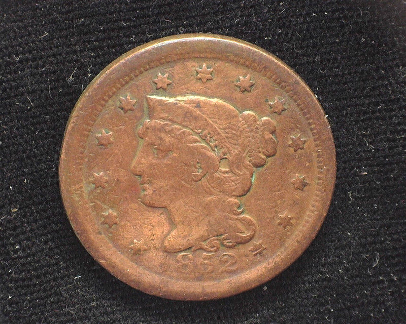 1852 Large Cent Braided Hair Cent F - US Coin