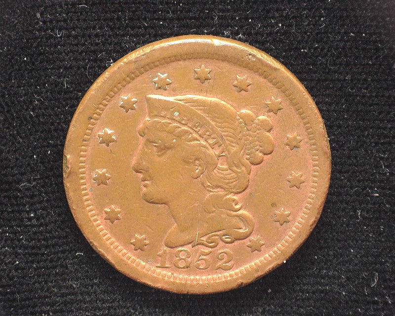 1852 Large Cent Braided Hair Cent F/VF Scratch - US Coin
