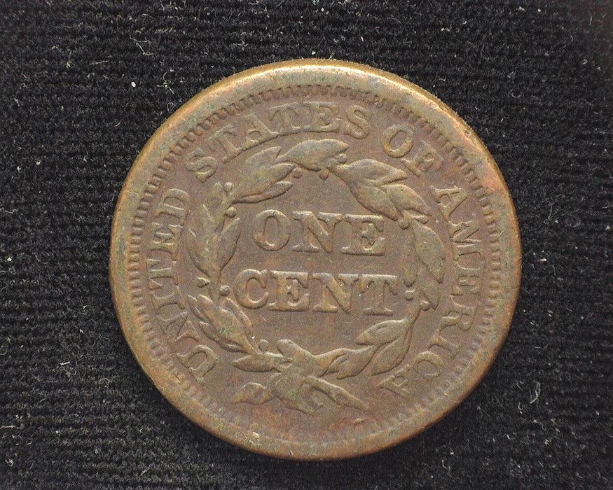 1853 Large Cent Braided Hair Cent F Shallow digs - US Coin