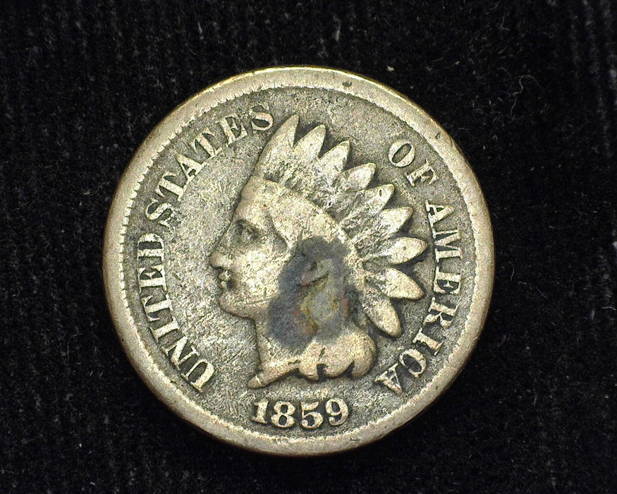 1859 Indian Head Penny/Cent G Stain - US Coin