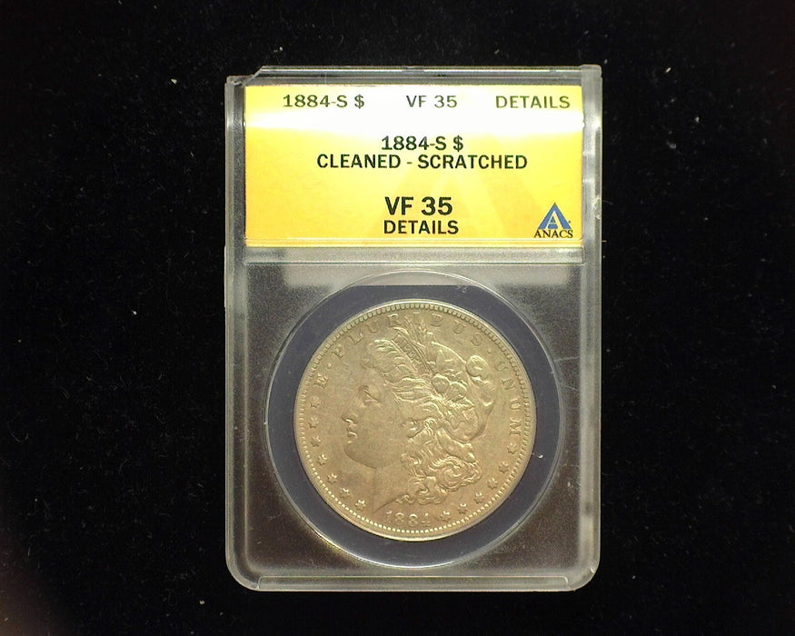 1884 S Morgan Dollar ANACS Light abrasions, Cleaned Scratched VF 35 - US Coin