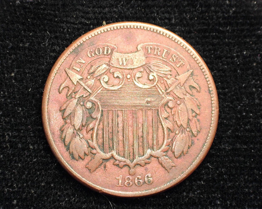 1866 Two Cent Piece F - US Coin