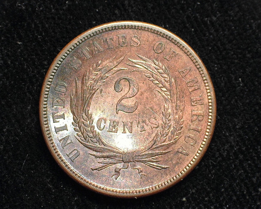 1873 Closed 3 Two Cent Piece 400 minted Red &Brown Proof Pr64 - US Coin