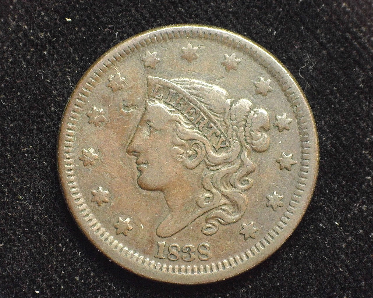 1838 Large Cent Classic Penny/Cent VF/XF - US Coin — Huntington