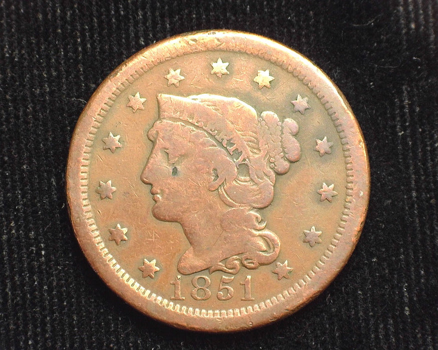 1851 Large Cent Classic Penny/Cent VG - US Coin