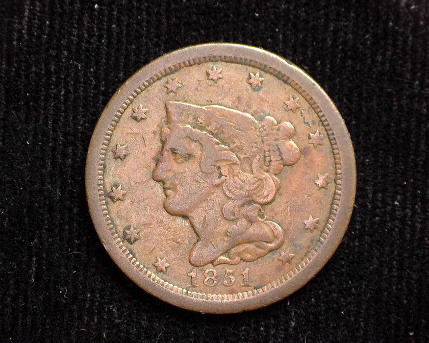 1851 Braided Hair Half Cent VF - US Coin