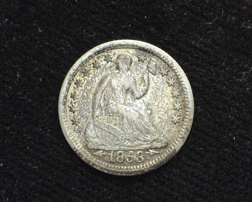 1853 Arrows Liberty Seated Half Dime F - US Coin