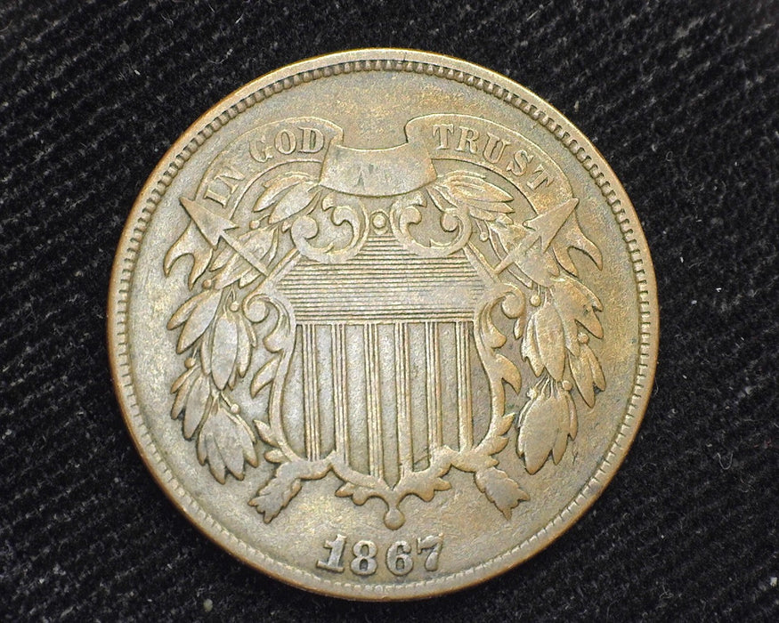 1867 Two Cent Piece VG - US Coin