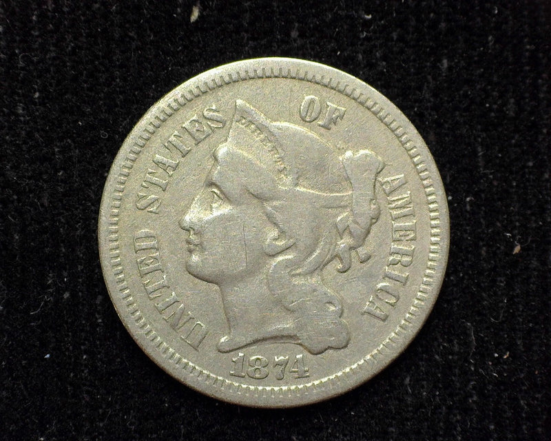 1874 Three Cent Nickel F - US Coin