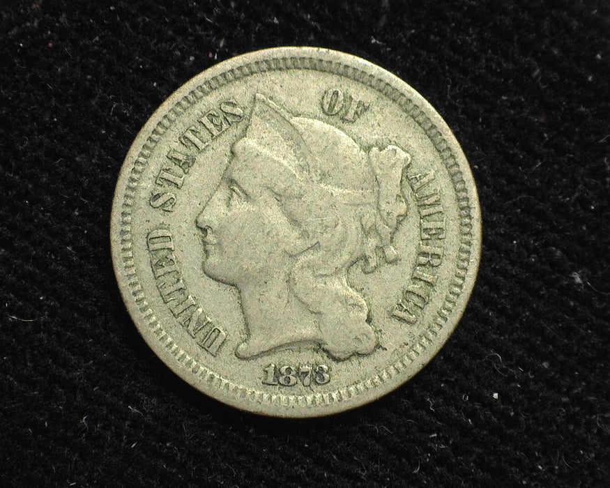 1873 Open 3 Three Cent Nickel F - US Coin