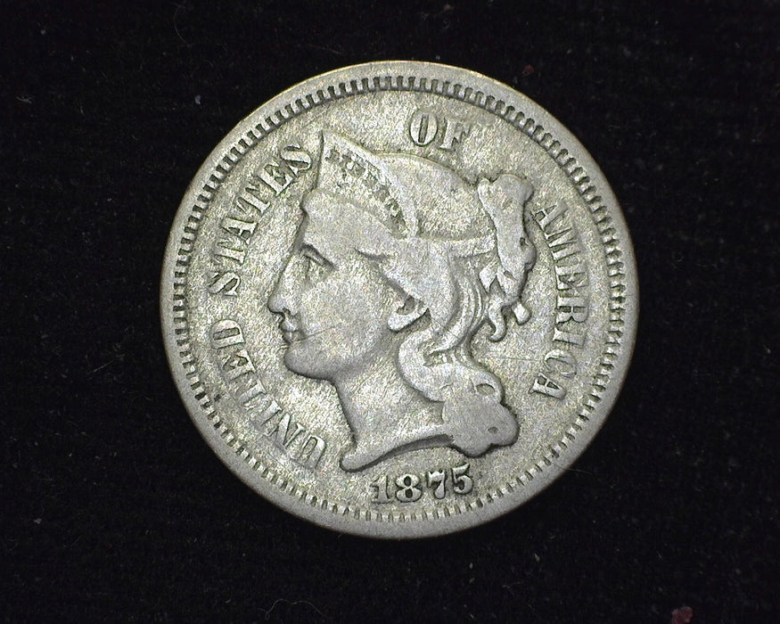 1875 Three Cent Nickel VG - US Coin