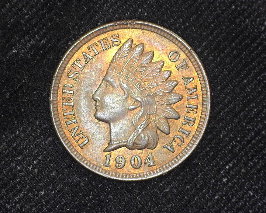 1904 Indian Head Penny/Cent Partly red. AU - US Coin