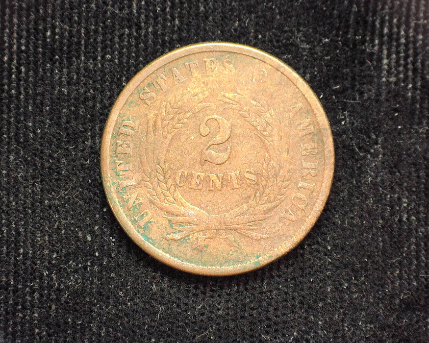 1864 Two Cent Piece Light corrosion. G - US Coin