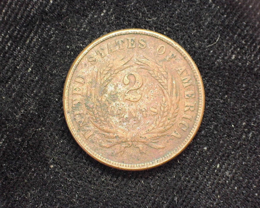 1869 Two Cent Piece Slight porosity. F - US Coin