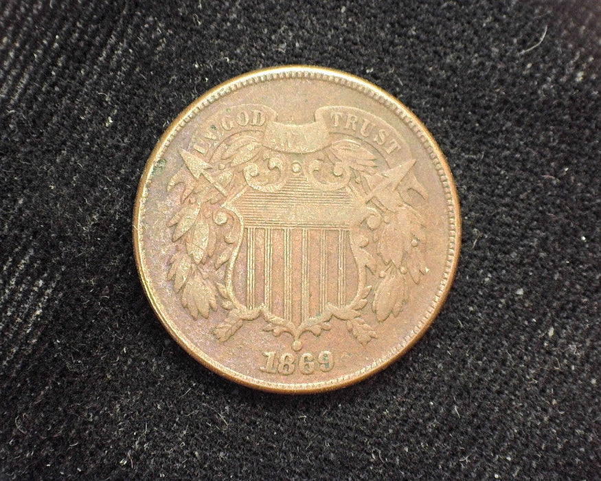 1869 Two Cent Piece Slight porosity. F - US Coin