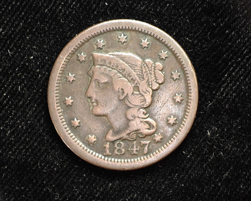 1847 Large Cent Coronet F - US Coin