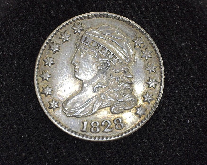 1828 Capped Bust Dime Large date curl 2, Slight rim hit, XF/AU - US Coin
