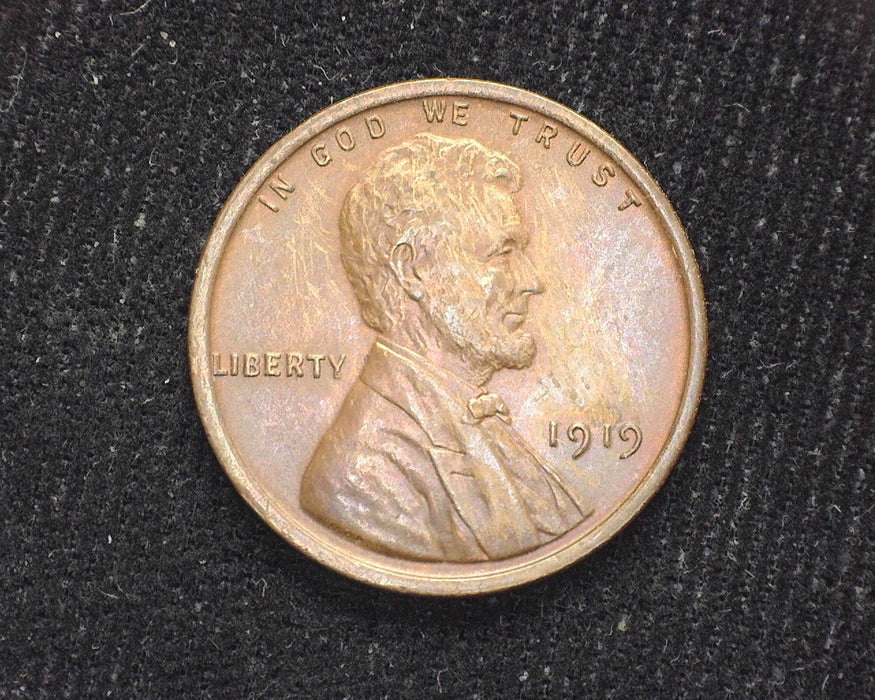 1919 Lincoln Wheat Cent Red and mostly brown. BU-64 - US Coin