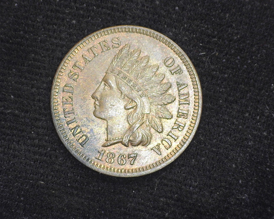 1867 Indian Head Penny/Cent Traces of red. BU - US Coin