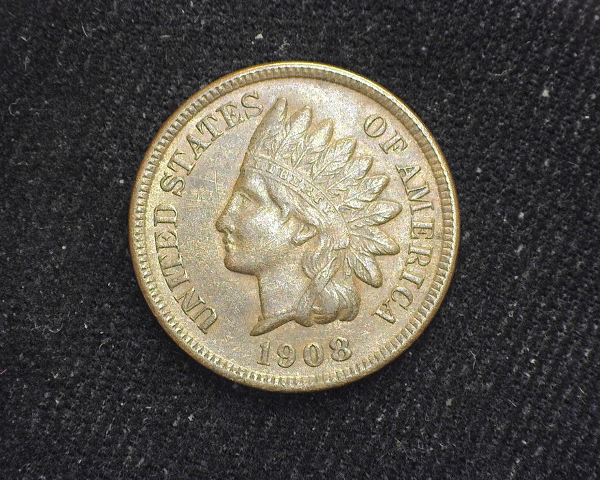 1908 S Indian Head Penny/Cent AU-58 - US Coin