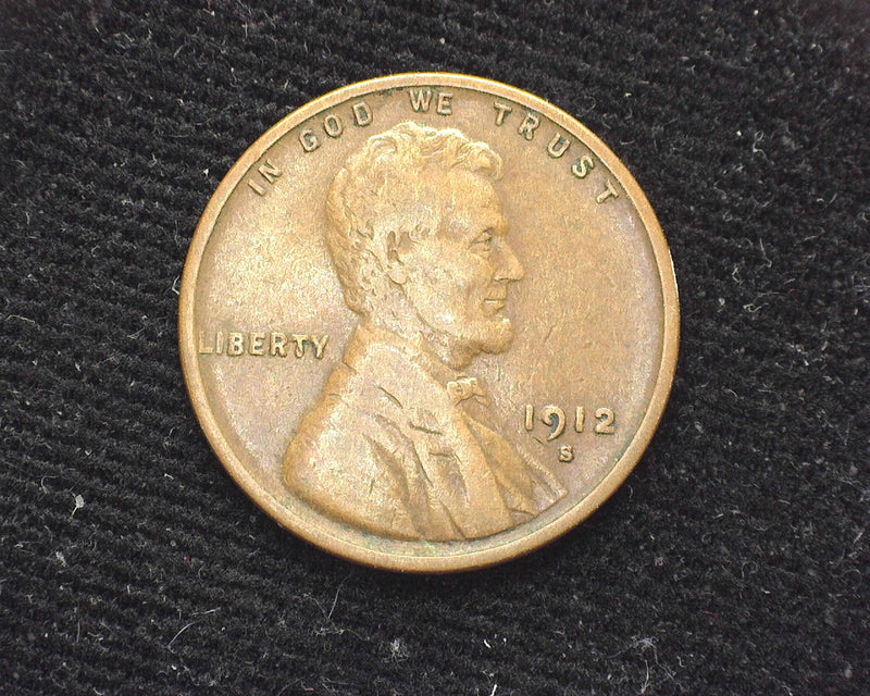 1912 S Lincoln Wheat Penny/Cent F - US Coin