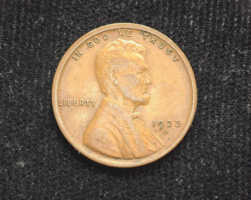 1922 D Lincoln Wheat Penny/Cent F - US Coin