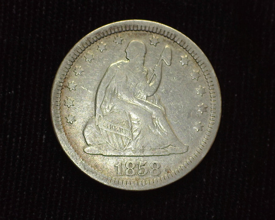 1858 Liberty Seated Quarter F - US Coin