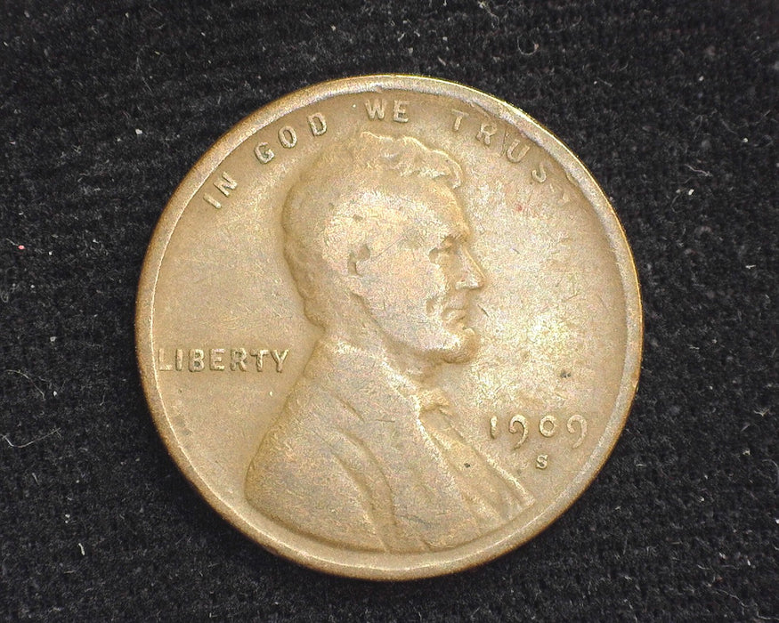 1909 S Lincoln Wheat Cent F - US Coin