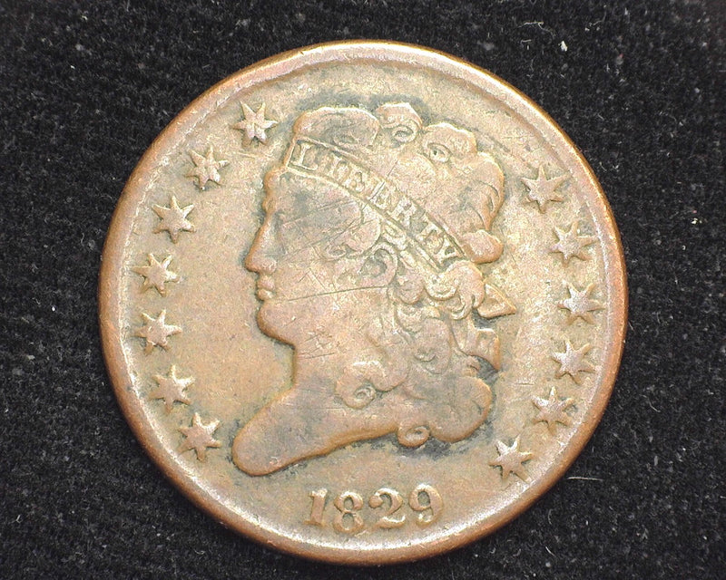 1829 Draped Bust Half Cent Scratching. F - US Coin