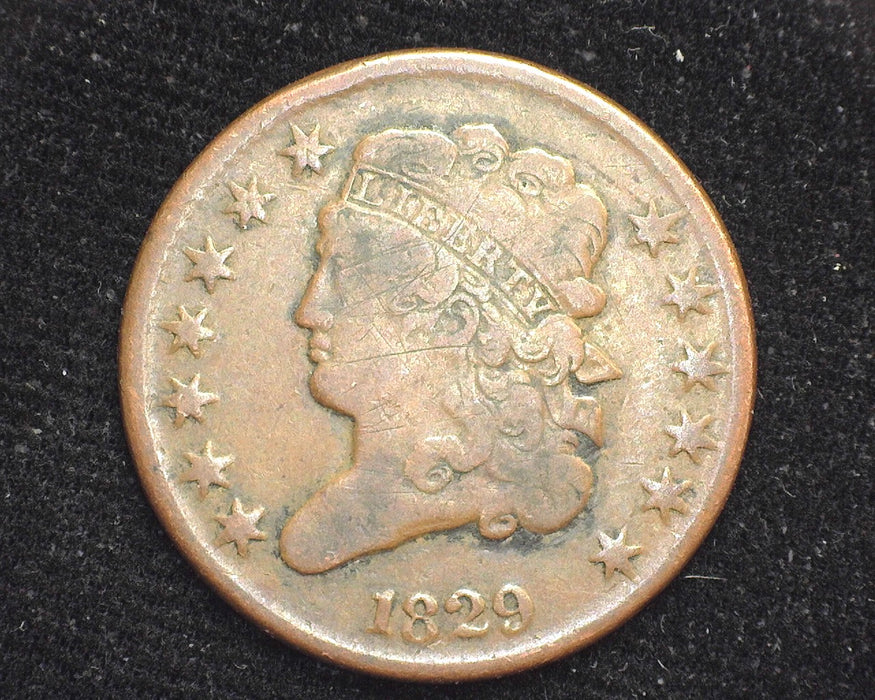 1829 Draped Bust Half Cent Scratching. F - US Coin