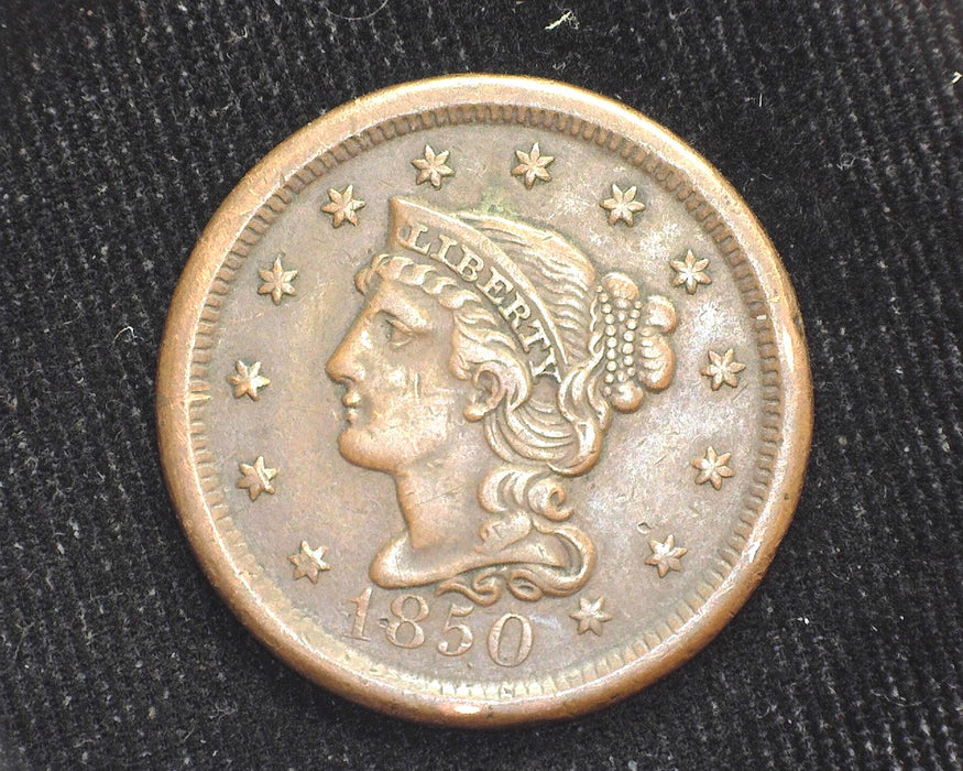 1850 Large Cent Braided Hair Cent XF - US Coin