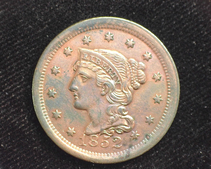 1852 Large Cent Braided Hair Cent AU - US Coin