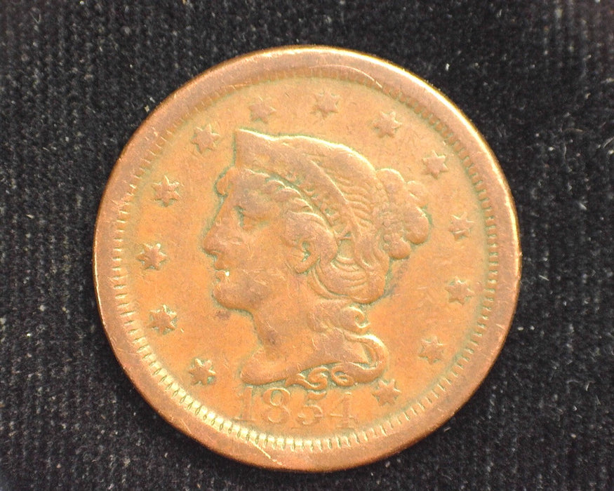 1854 Large Cent Coronet VF Penny/Cent - US Coin