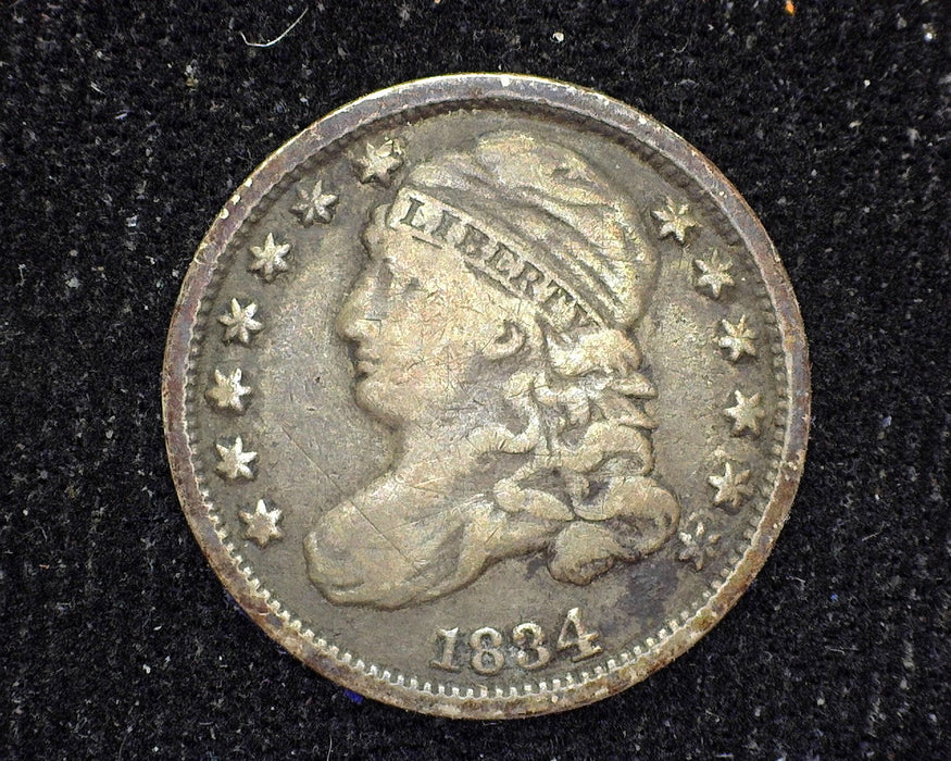 1834 Large 4 Capped Bust Dime F - US Coin