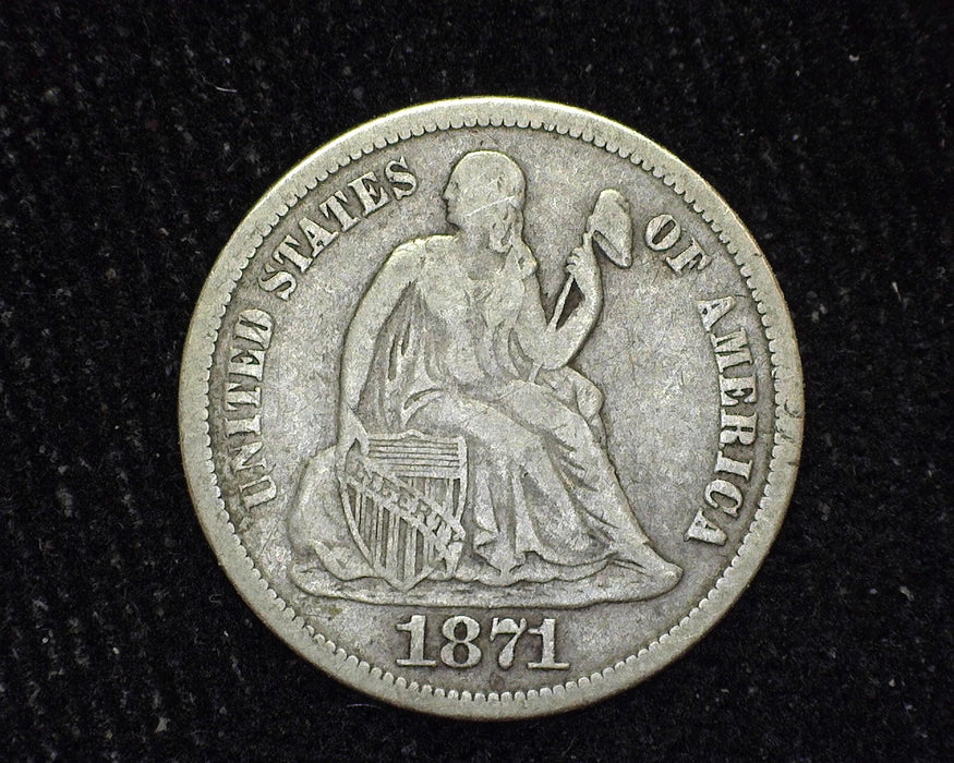 1871 Liberty Seated Dime VF - US Coin