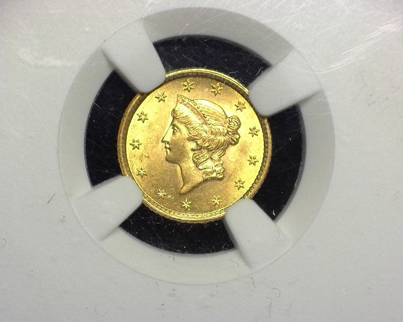 1853 Liberty Head Gold $1 MS 64 NGC - US Coin