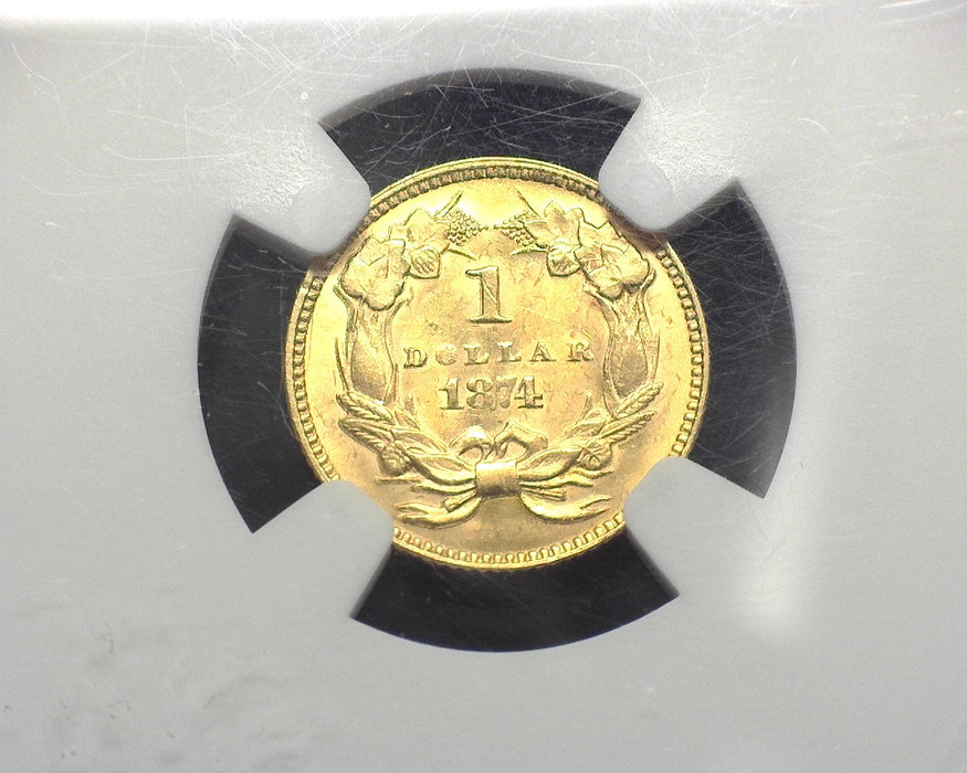 1874 Indian Princess Gold Dollar $1 MS 64 NGC - US Coin