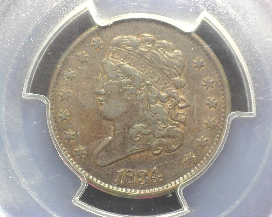 1834 Large Cent Draped Bust XF 45 PCGS - US Coin