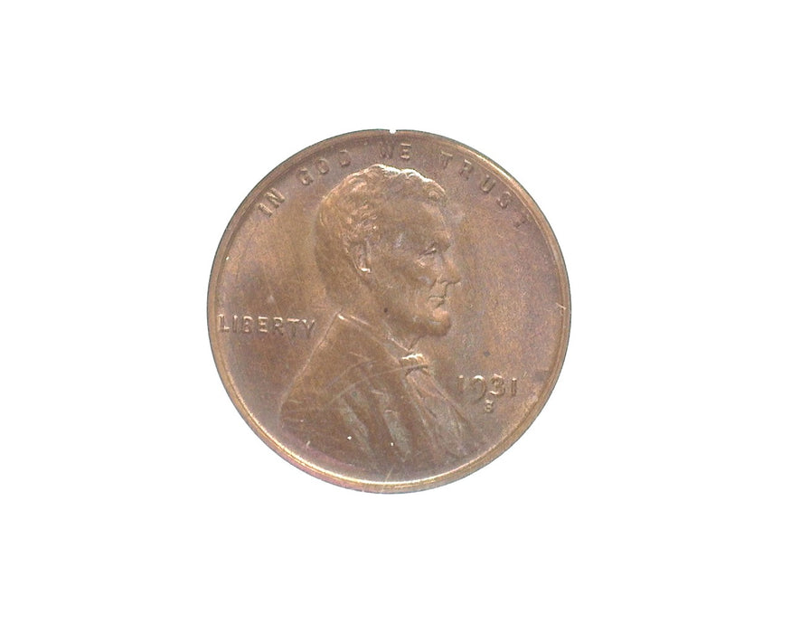 1931 S Lincoln Wheat Penny/Cent MS62 Red PCI - US Coin
