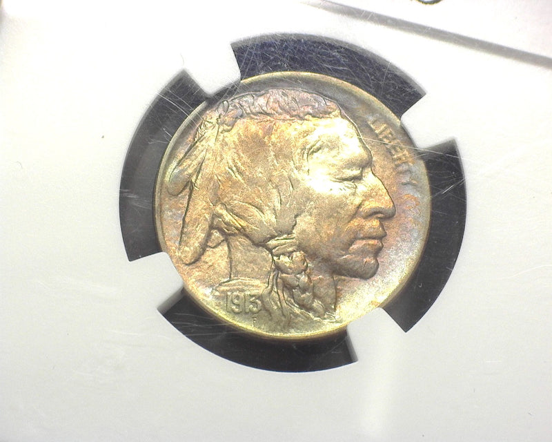 1913 D Type 1 Buffalo Nickel Mint error AU 55 Reverse lamination NGC - US Coin