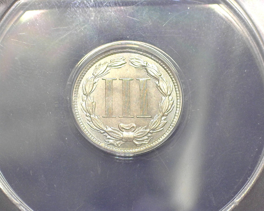 1867 Three Cent Nickel MS 63 ANACS - US Coin
