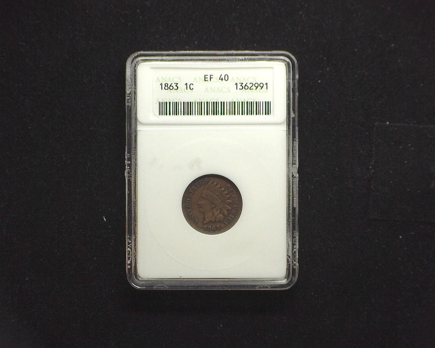 1863 1c Indian Head Penny/Cent ANACS EF 40 - US Coin