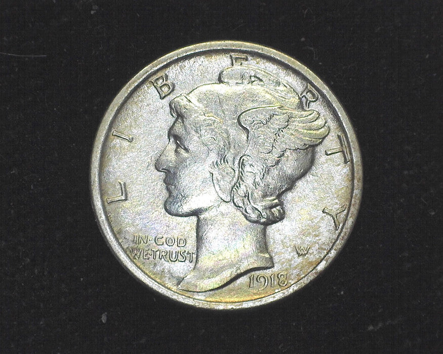 1918 D Mercury Dime AU-50 - US Coin