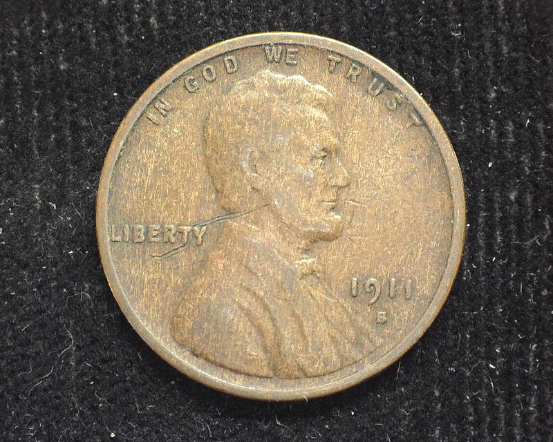 1911 S Lincoln Wheat Penny/Cent F Scratch - US Coin