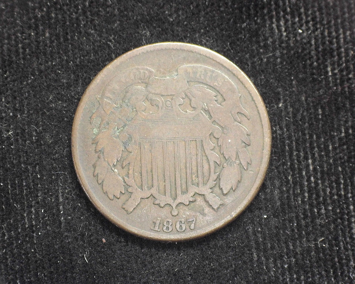 ワズ　二つ 1867 Two Cent Piece VG - US Coin — Huntington Stamp & Coin Shop
