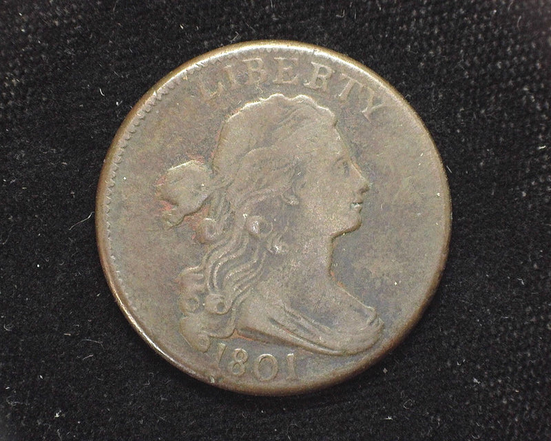 1801 Draped Bust Large Cent Normal rev, reverse pitting. F/VF - US Coin